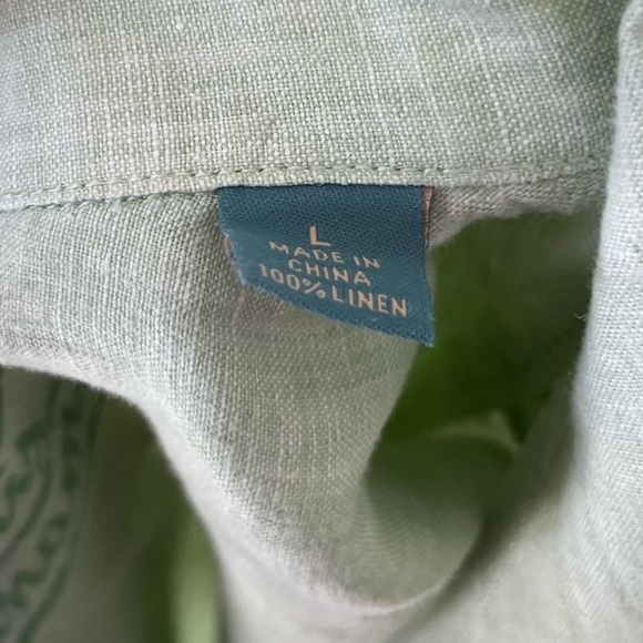 Tommy Bahama Shirt Men's Large 100% Linen Green Button Down Resortwear Tropical - Picture 10 of 10